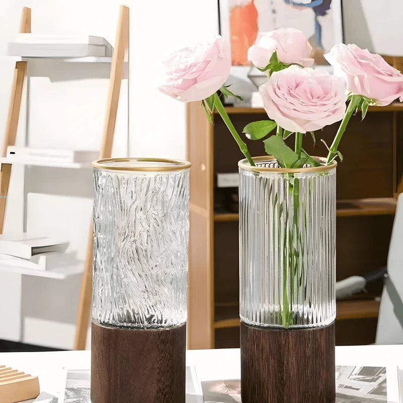 Vase with Round Wood Base