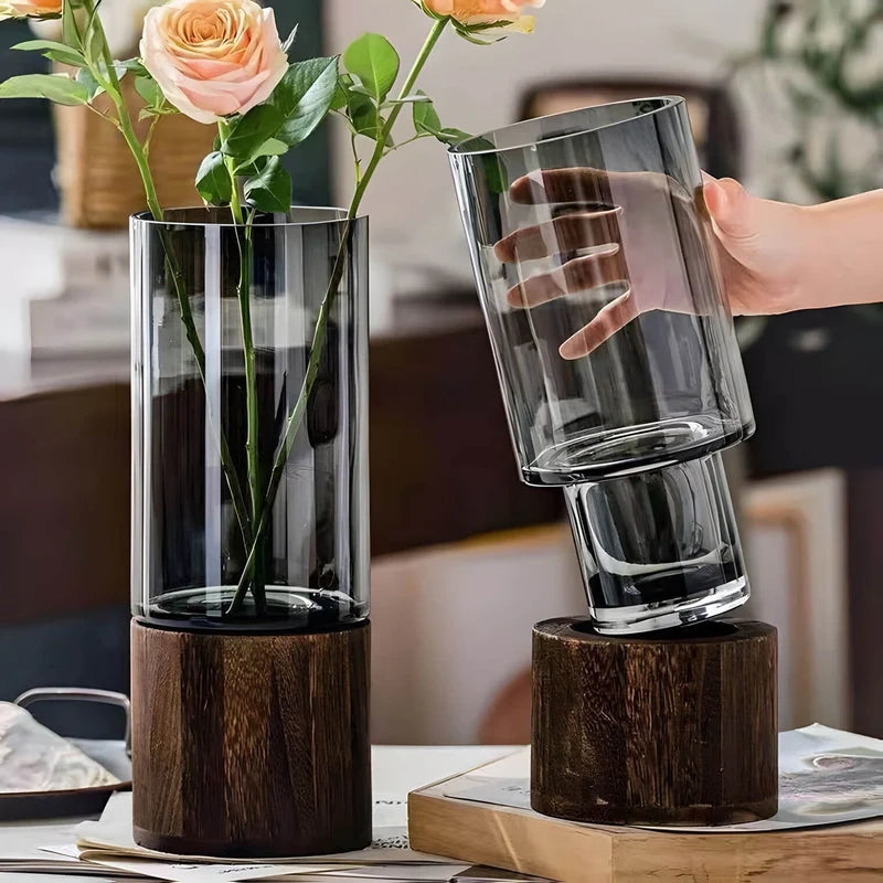 Vase with Round Wood Base