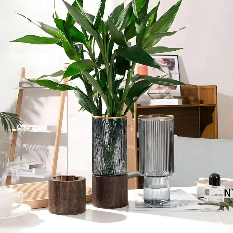 Vase with Round Wood Base