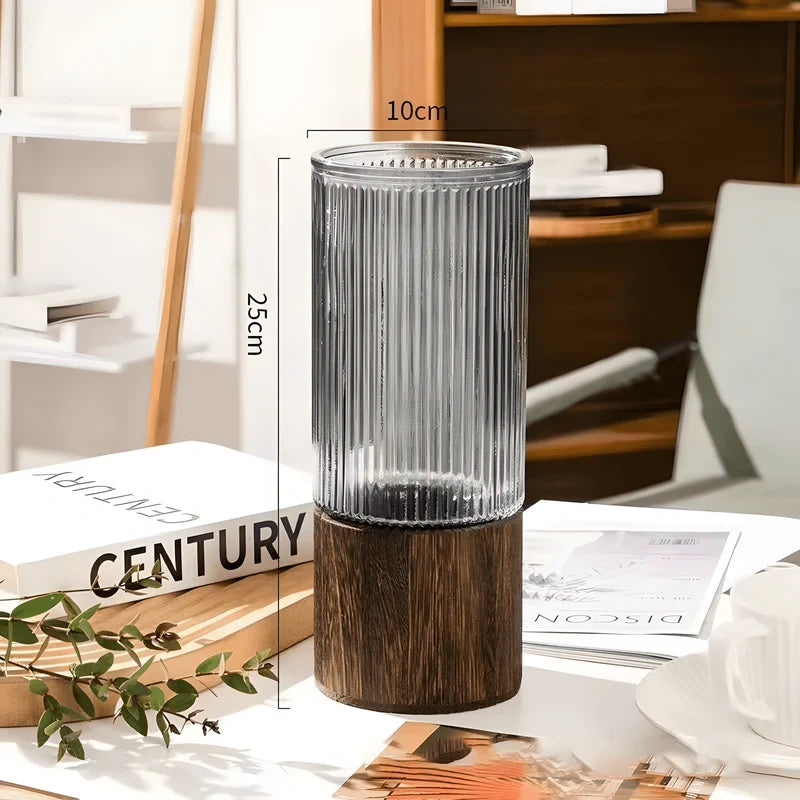 Vase with Round Wood Base