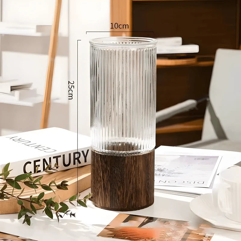 Vase with Round Wood Base