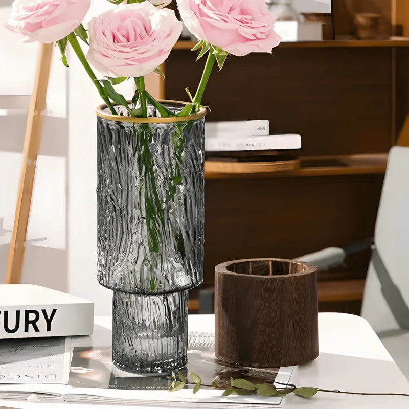 Vase with Round Wood Base