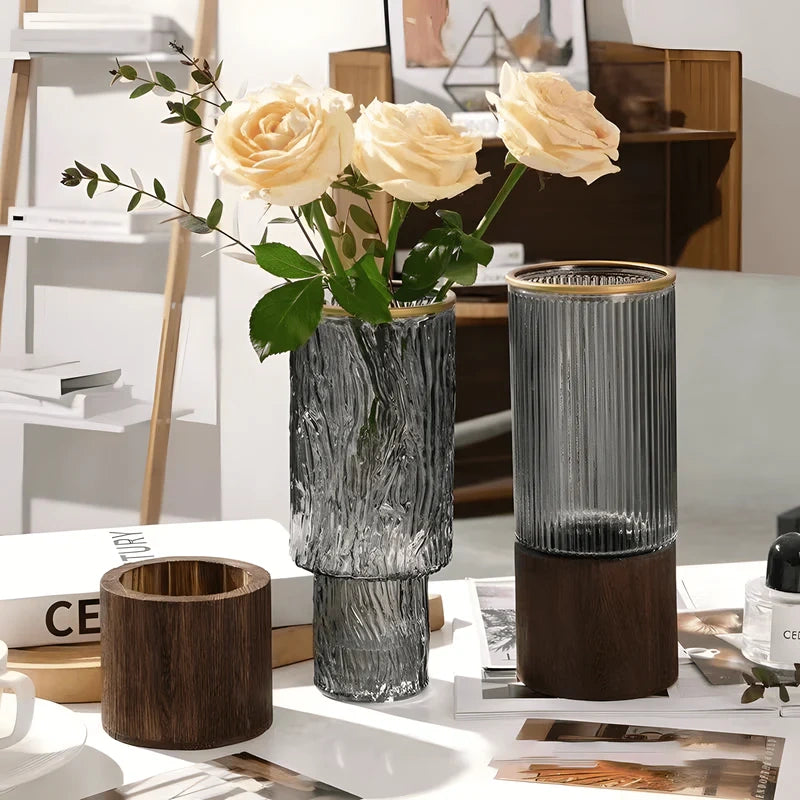 Vase with Round Wood Base