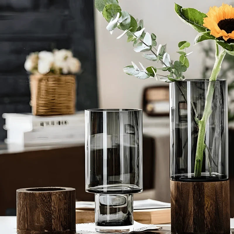 Vase with Round Wood Base